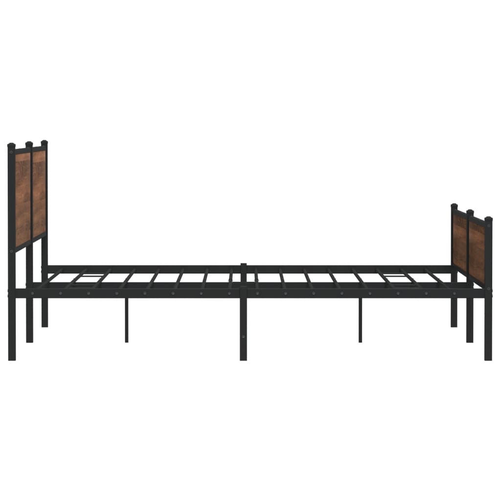 Metal Bed Frame without Mattress Brown Oak 200x200 cm