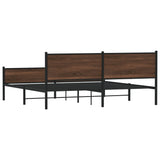 Metal Bed Frame without Mattress Brown Oak 200x200 cm