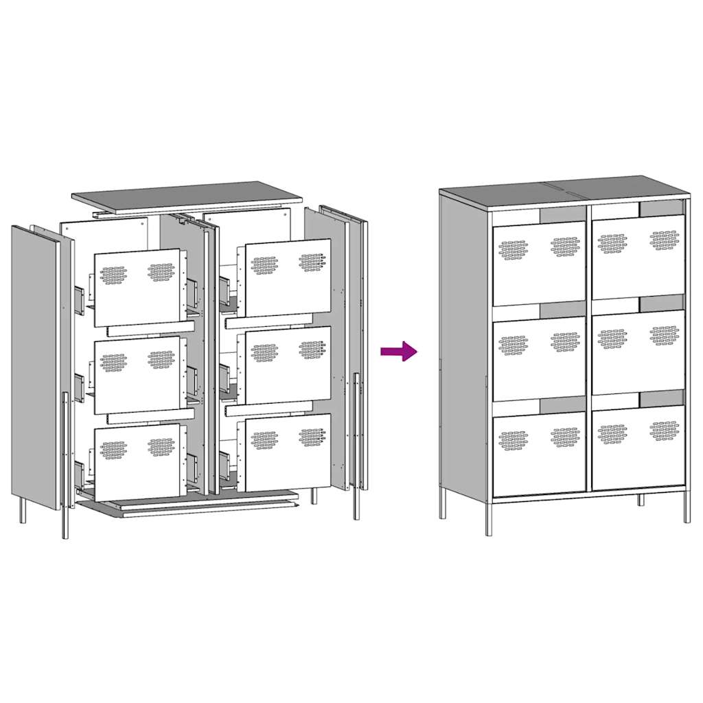 Highboard 68X39X101.5 Cm Steel