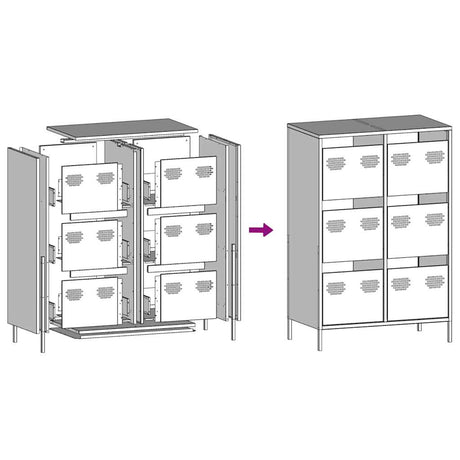 Highboard 68X39X101.5 Cm Steel