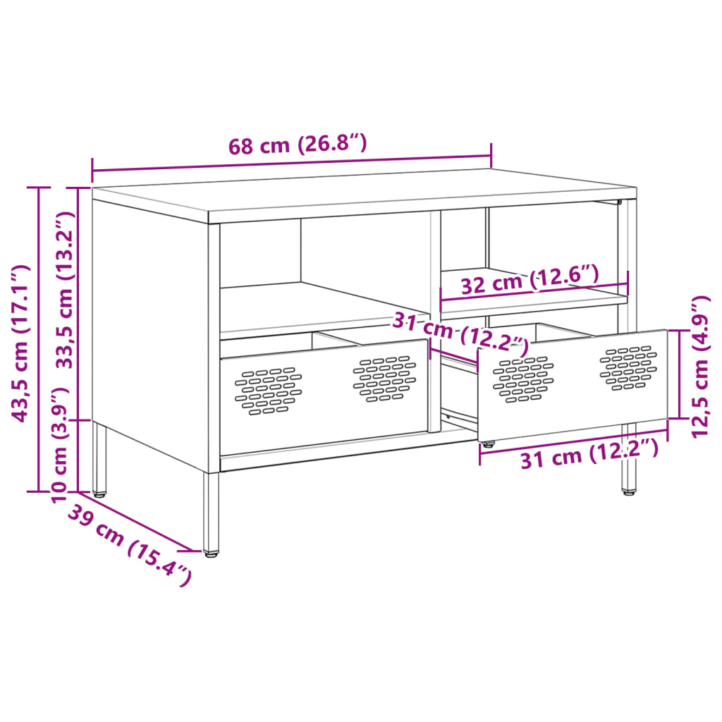 Tv Cabinet 68X39X43.5 Cm Cold-Rolled Steel