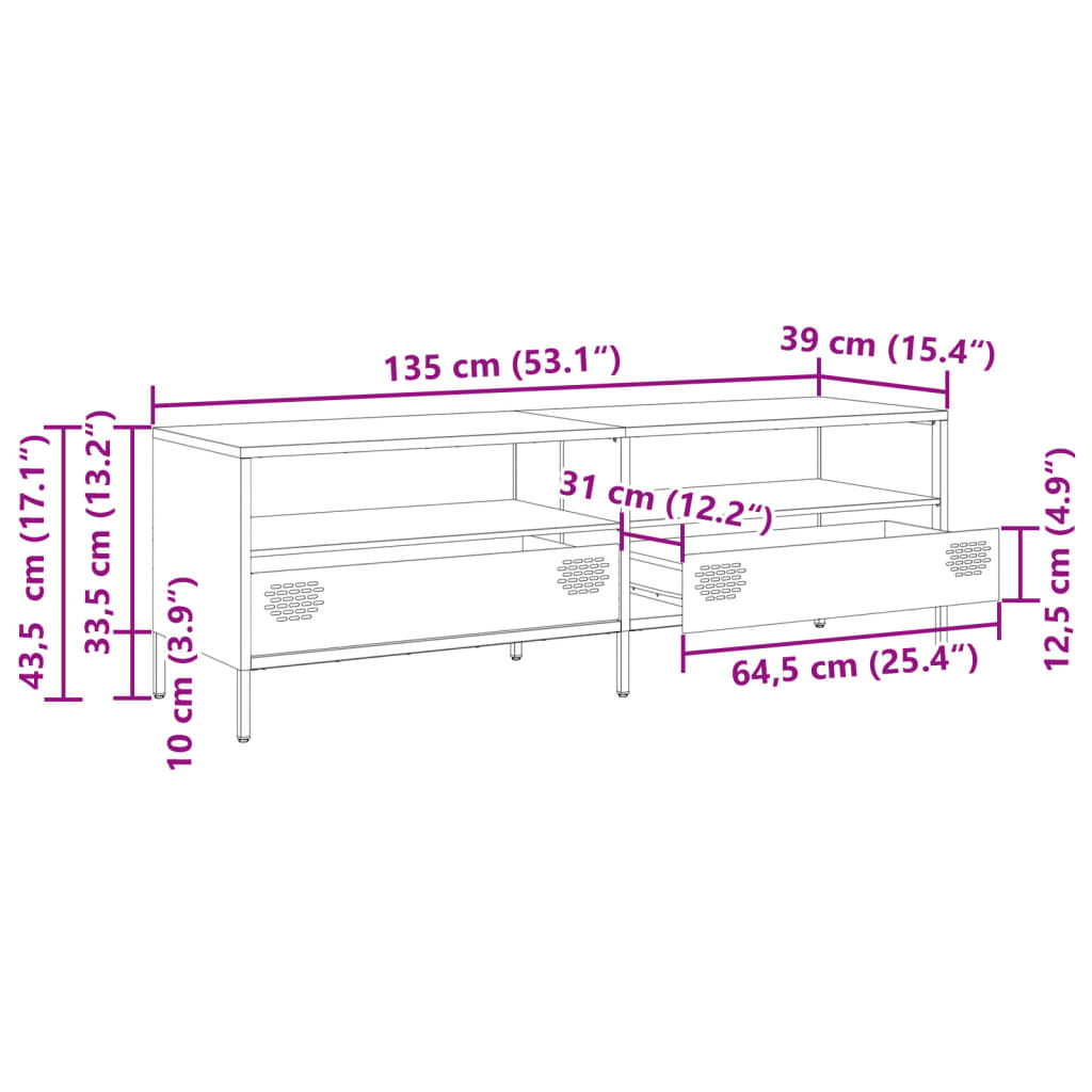 Tv Cabinet 135X39X43.5 Cm Cold-Rolled Steel