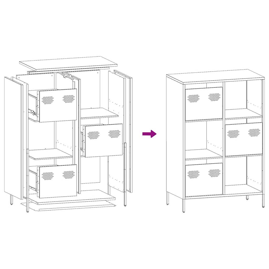 Highboard 68X39X103.5 Cm Steel