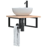 Basin Shelf Wall Mounted Steel And Solid Wood Oak