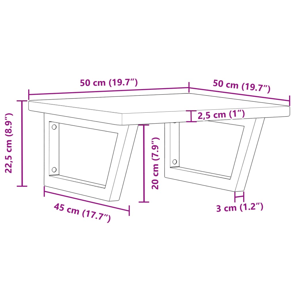 Basin Shelf Wall Mounted Steel And Solid Wood Oak