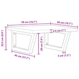 Basin Shelf Wall Mounted Steel And Solid Wood Oak