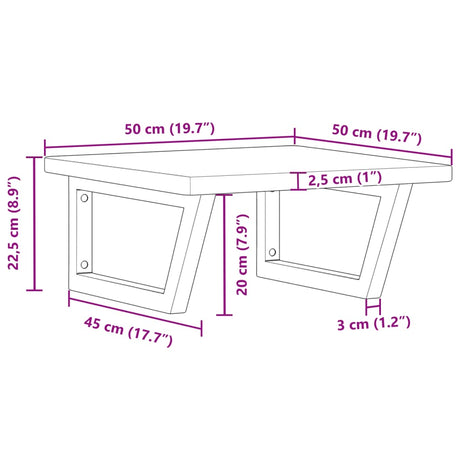 Basin Shelf Wall Mounted Steel And Solid Wood Oak