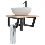 Basin Shelf Wall Mounted Steel And Solid Wood Oak