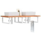 Basin Shelf Wall Mounted Steel And Solid Wood Beech