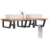 Basin Shelf Wall Mounted Steel And Solid Wood Beech