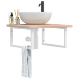 Basin Shelf Wall Mounted Steel And Solid Wood Oak