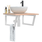Basin Shelf Wall Mounted Steel And Solid Wood Oak
