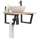 Basin Shelf Wall Mounted Steel And Solid Wood Oak