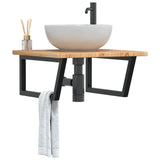 Basin Shelf Wall Mounted Steel And Solid Wood Oak