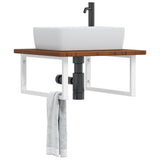 Basin Shelf Wall Mounted Steel And Solid Wood Oak