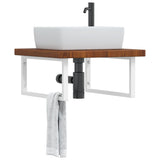 Basin Shelf Wall Mounted Steel And Solid Wood Oak