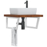 Basin Shelf Wall Mounted Steel And Solid Wood Oak