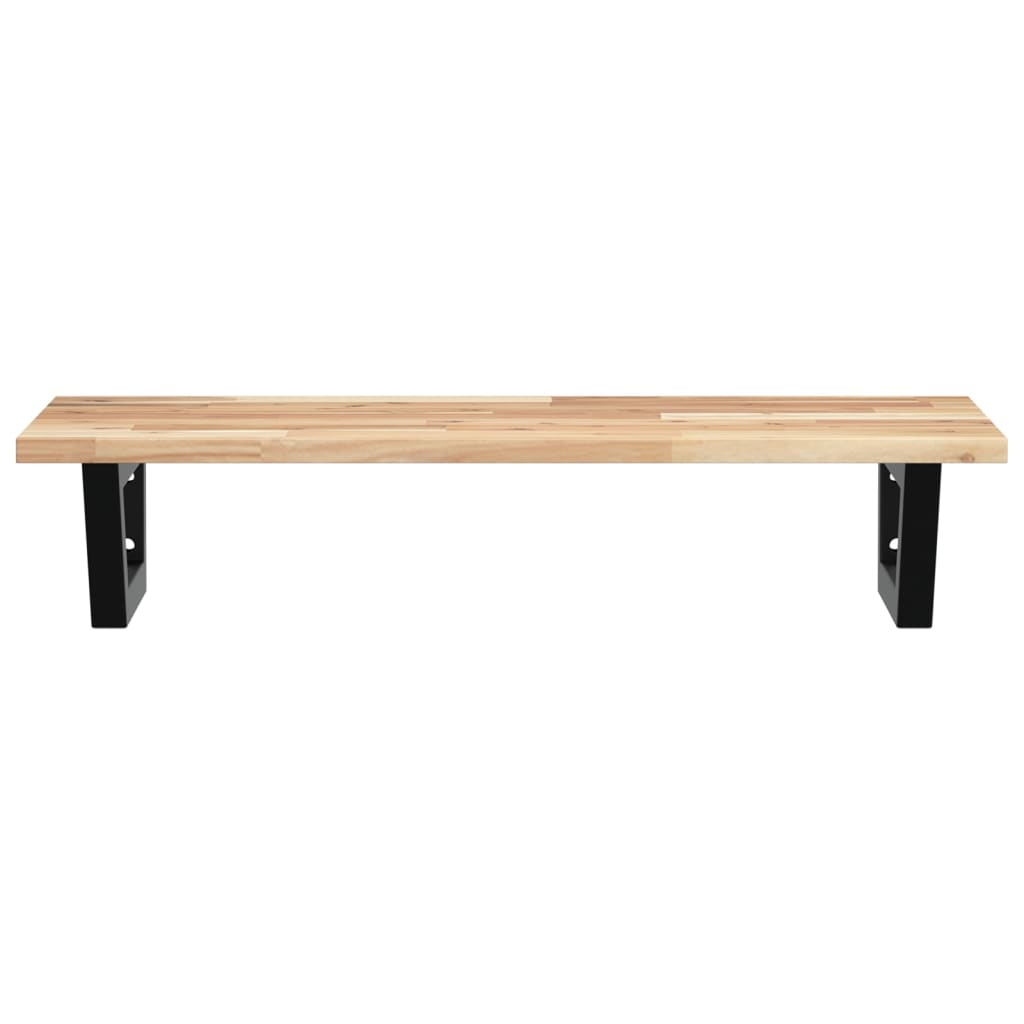 Basin Shelf Wall Mounted Steel And Solid Wood Acacia