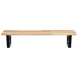 Basin Shelf Wall Mounted Steel And Solid Wood Acacia