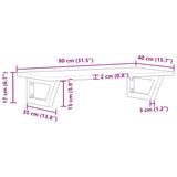 Basin Shelf Wall Mounted Steel And Solid Wood Acacia