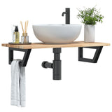 Basin Shelf Wall Mounted Steel And Solid Wood Acacia