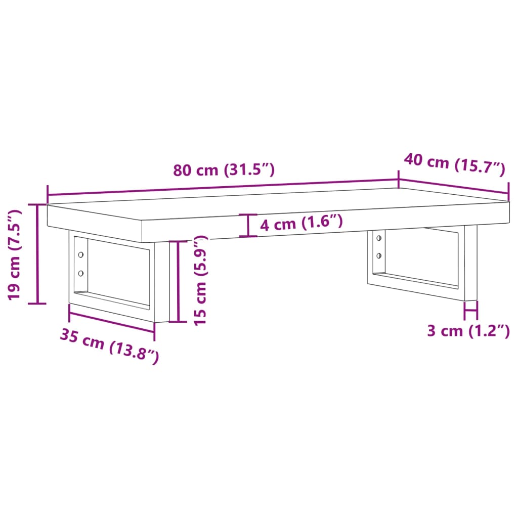 Basin Shelf Wall Mounted Steel And Solid Wood Acacia