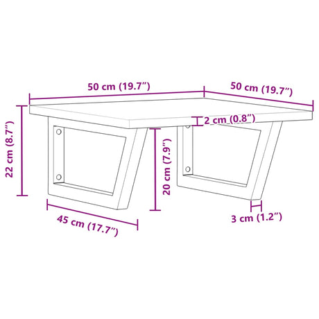 Basin Shelf Wall Mounted Steel And Solid Wood Acacia