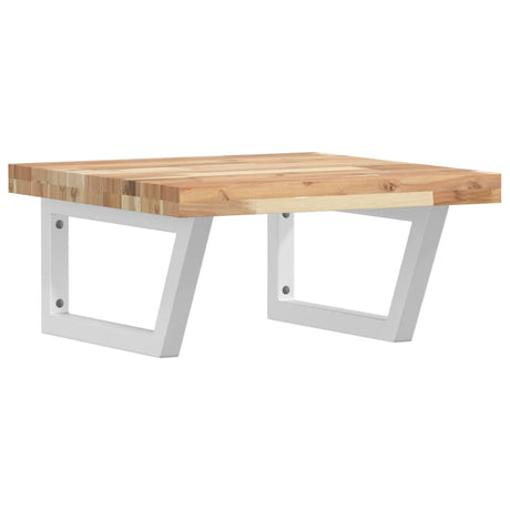 Basin Shelf Wall Mounted Steel And Solid Wood Acacia