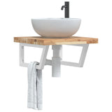 Basin Shelf Wall Mounted Steel And Solid Wood Acacia