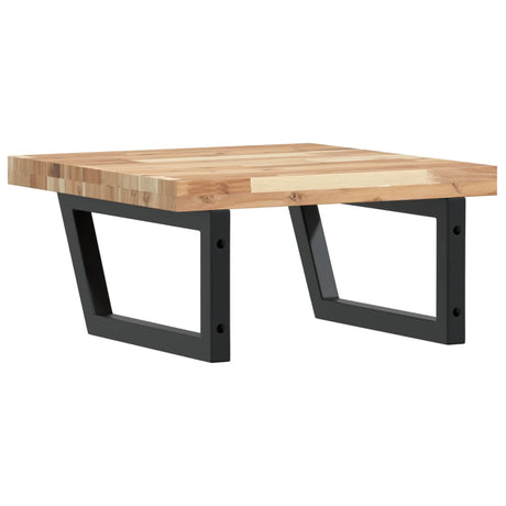 Basin Shelf Wall Mounted Steel And Solid Wood Acacia