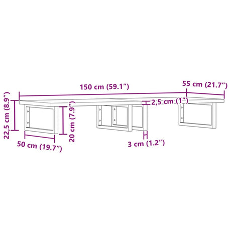 Basin Shelf Wall Mounted Steel And Solid Wood Beech