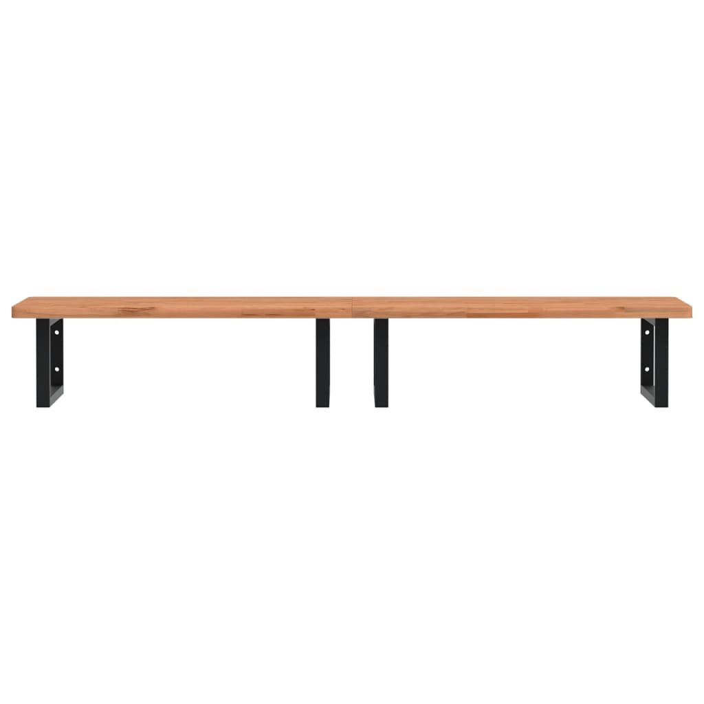 Basin Shelf Wall Mounted Steel And Solid Wood Beech