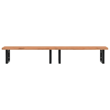 Basin Shelf Wall Mounted Steel And Solid Wood Beech