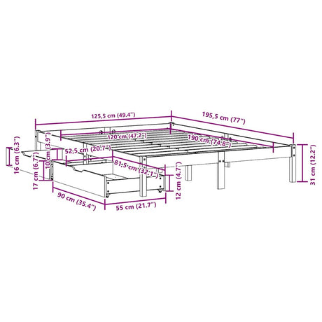 Bed Frame Without Mattress Small Double Solid Wood Pine