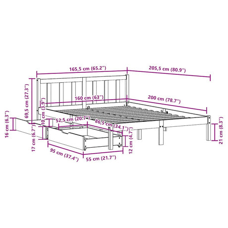 Bed Frame Without Mattress Solid Wood Pine