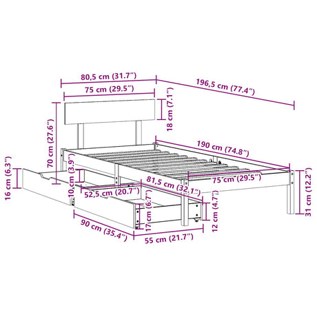 Bed Frame Without Mattress Small Single Solid Wood Pine