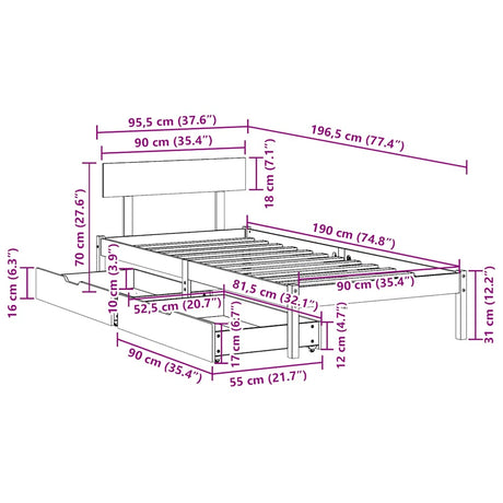 Bed Frame Without Mattress Single Solid Wood Pine
