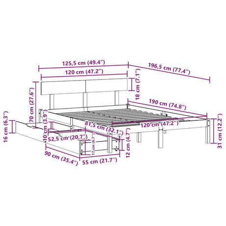 Bed Frame Without Mattress Small Double Solid Wood Pine
