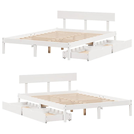 Bed Frame Without Mattress Double Solid Wood Pine