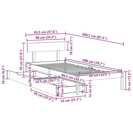 Bed Frame Without Mattress Solid Wood Pine