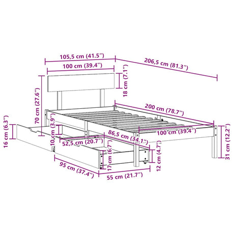Bed Frame Without Mattress Solid Wood Pine