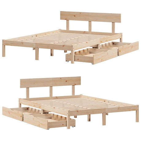 Bed Frame Without Mattress King Size Solid Wood Pine
