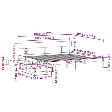 Bed Frame Without Mattress Super King Solid Wood Pine