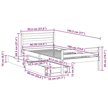 Bed Frame Without Mattress Single Solid Wood Pine