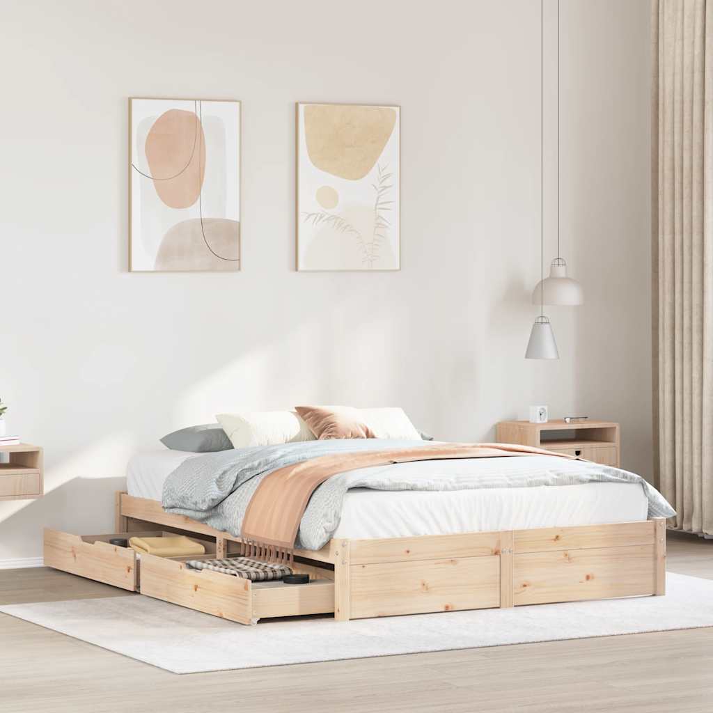 Bed Frame Without Mattress Small Double Solid Wood Pine