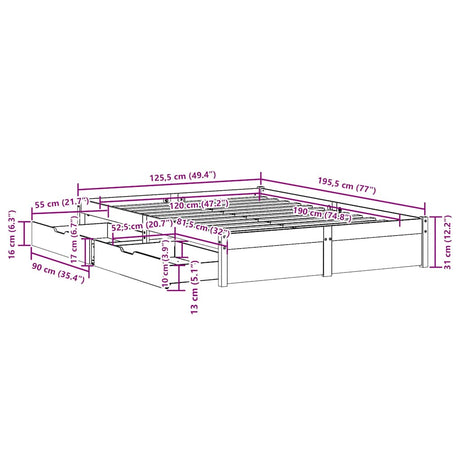 Bed Frame Without Mattress Small Double Solid Wood Pine