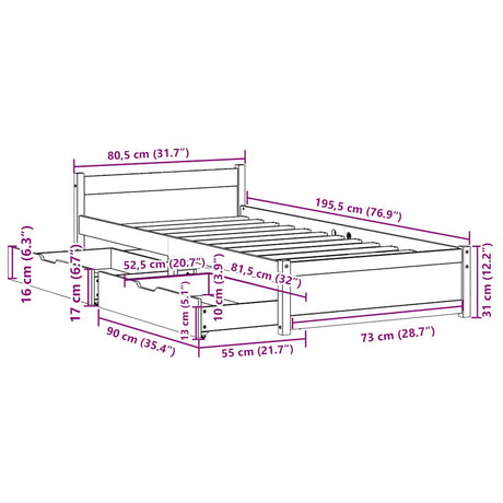 Bed Frame Without Mattress Small Single Solid Wood Pine