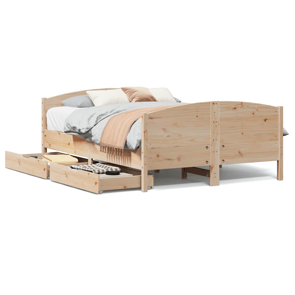 Bed Frame without Mattress 140x200 cm Solid Wood Pine