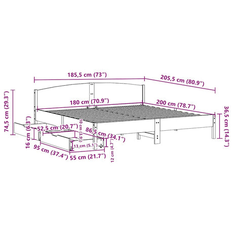 Bed Frame Without Mattress Super King Solid Wood Pine