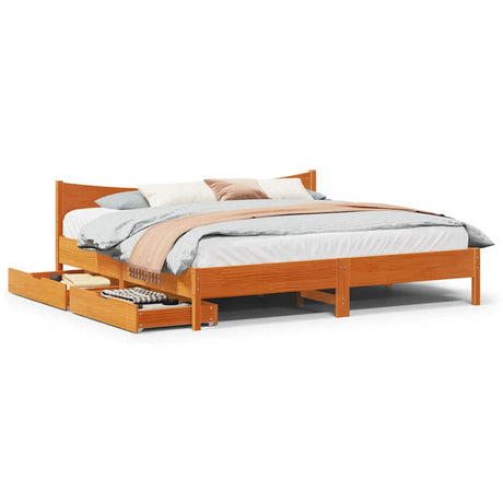 Bed Frame With Drawers Solid Wood Pine